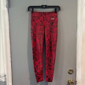 BIRDIEBEE Vibrant Red Snake Print Leggings‎ XS